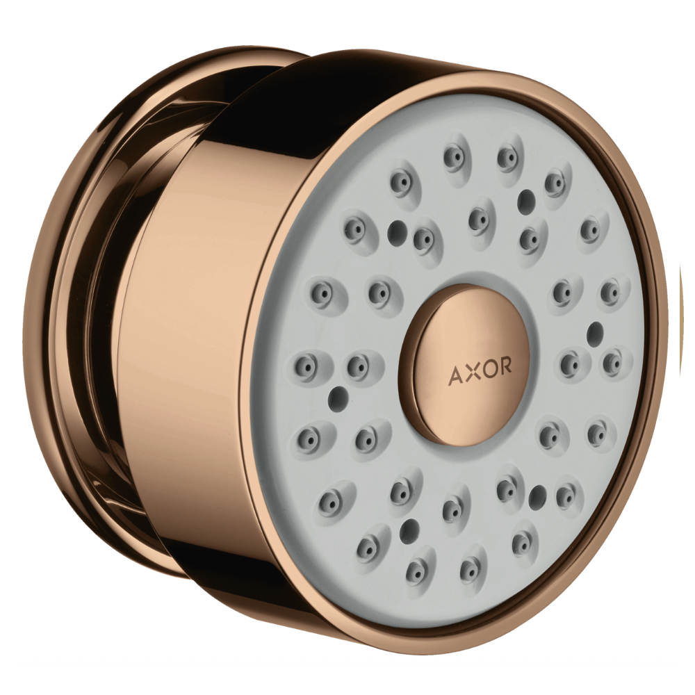 Bronze shower head with 'AXOR' branding on a white background