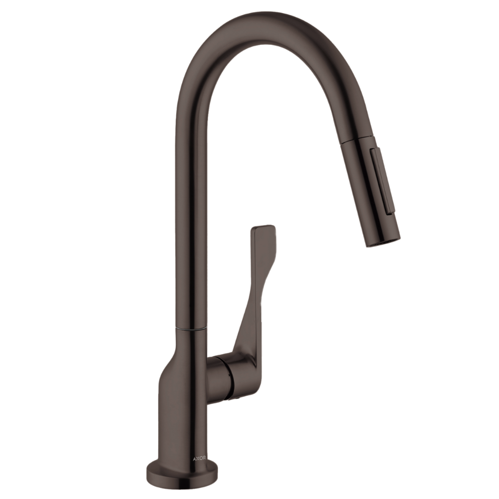 Bronze kitchen faucet on a white background