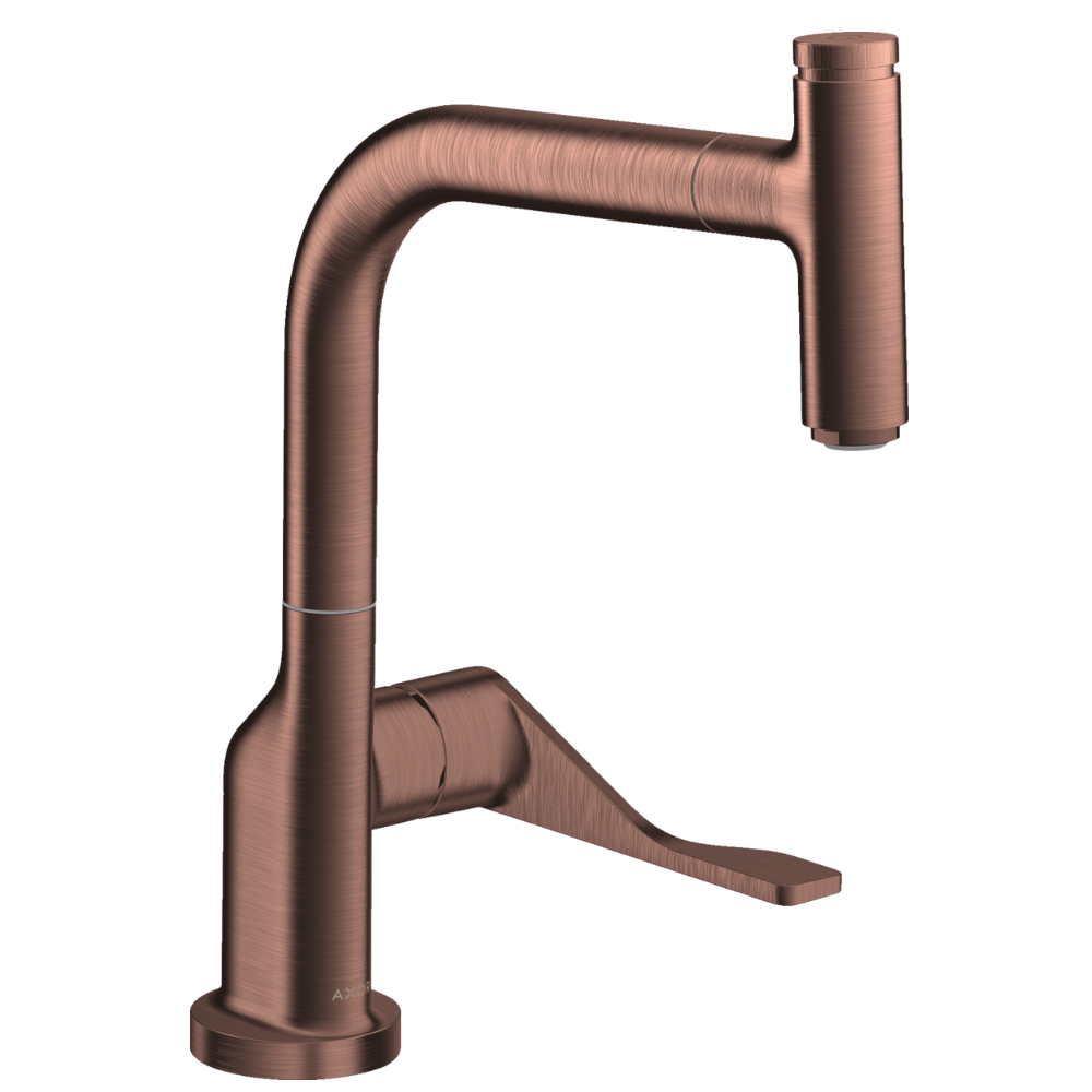 Bronze kitchen faucet on a white background