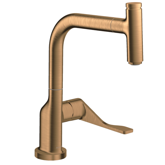 Bronze kitchen faucet on a white background