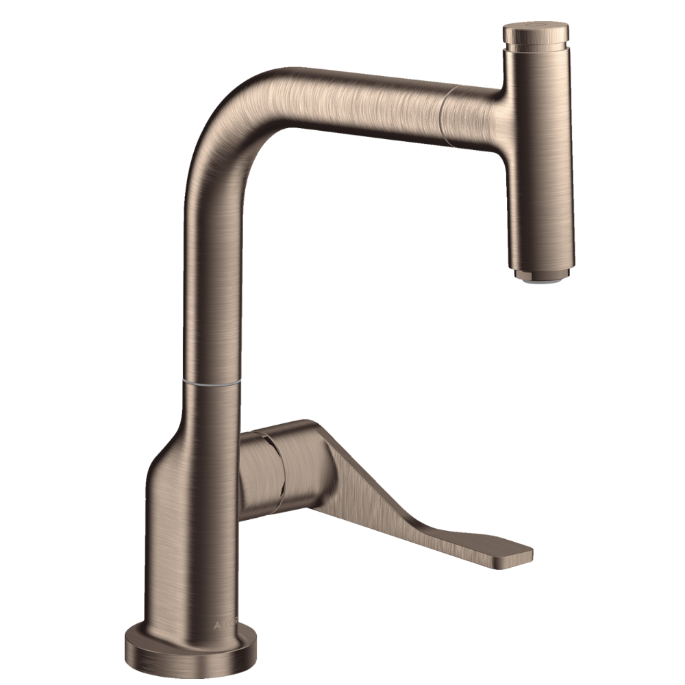 Bronze kitchen faucet on a white background