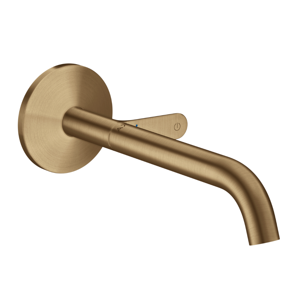 Gold faucet on a white background