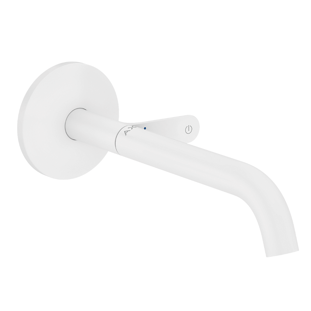 White handheld shower head on a white background
