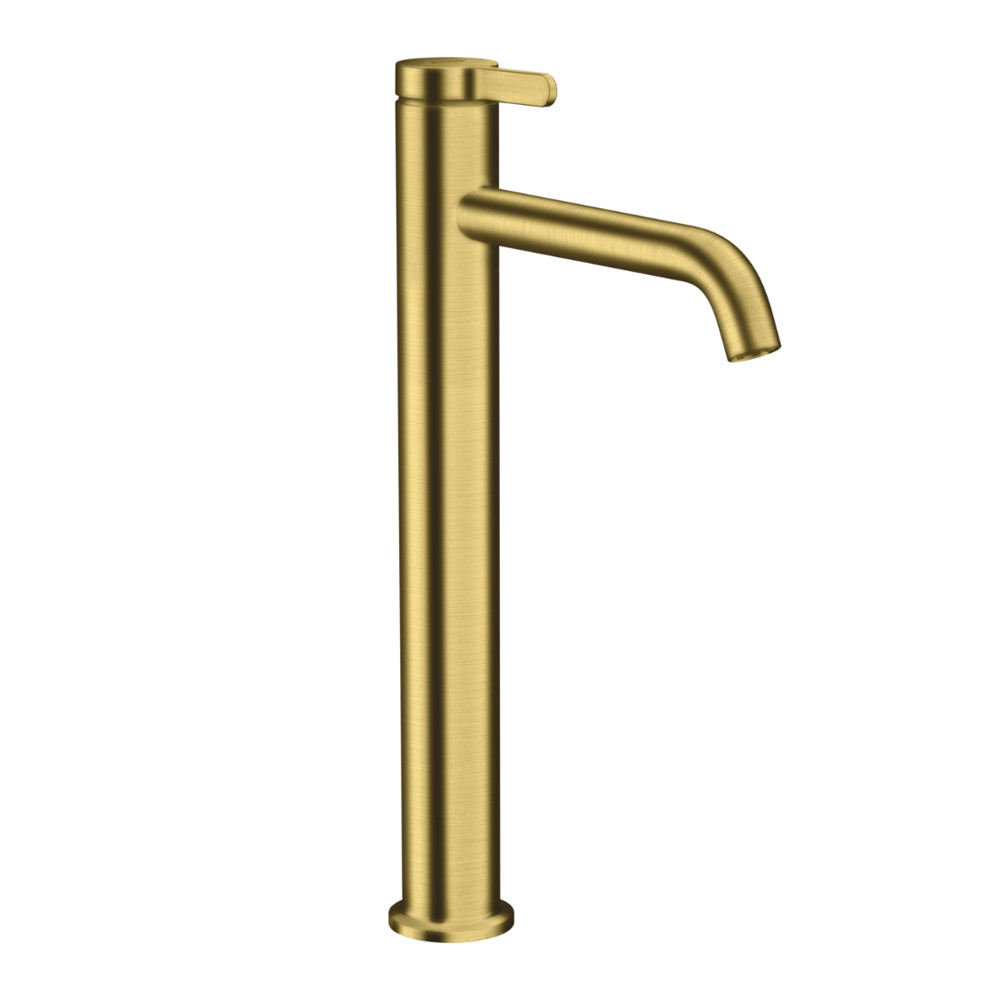 Gold faucet on a white background