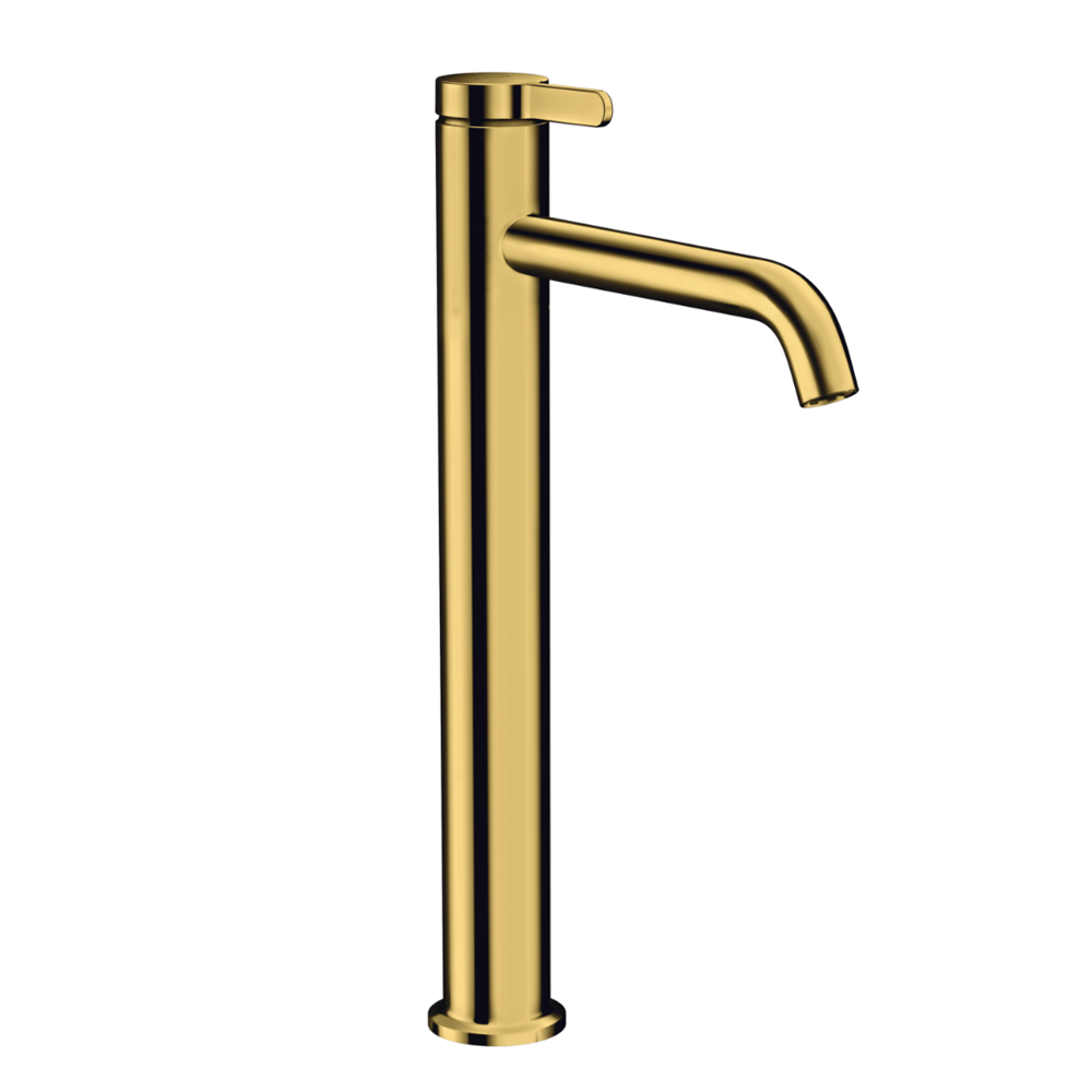 Gold faucet on a white background