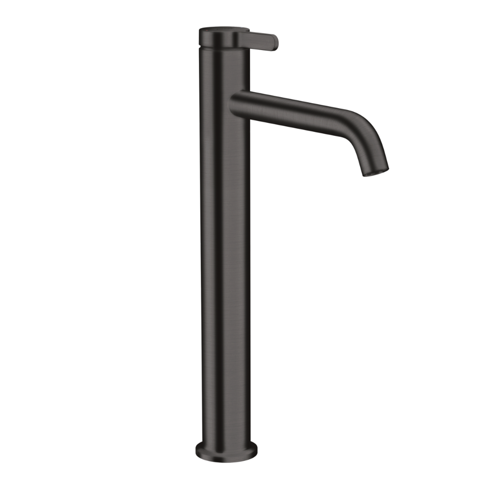Black faucet on a white background