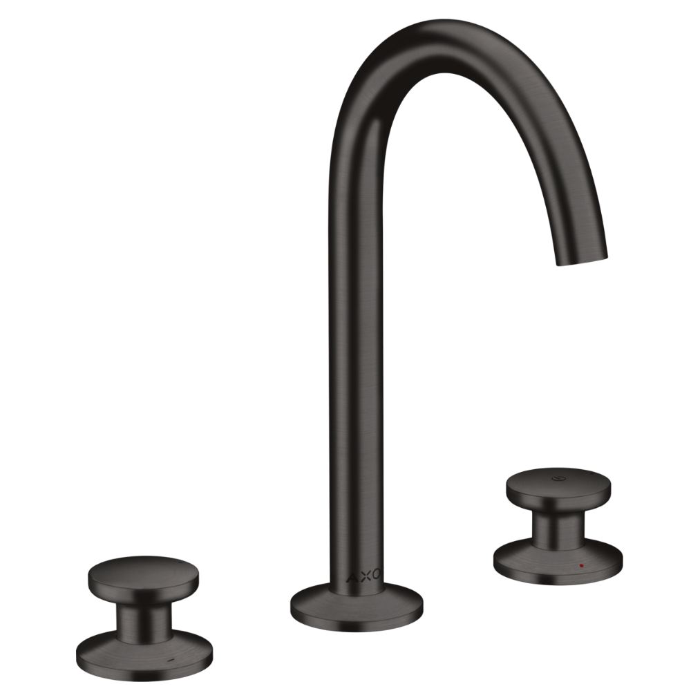 Black faucet set on a white background