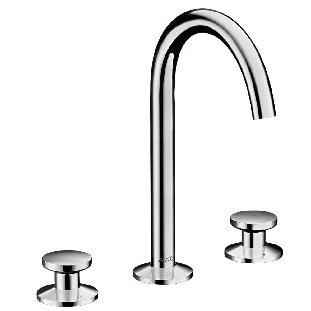 Chrome faucet set on a white background