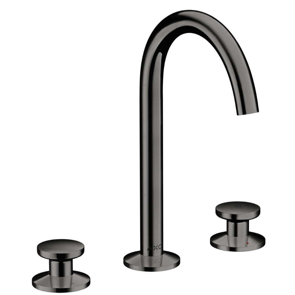Black faucet set on a white background