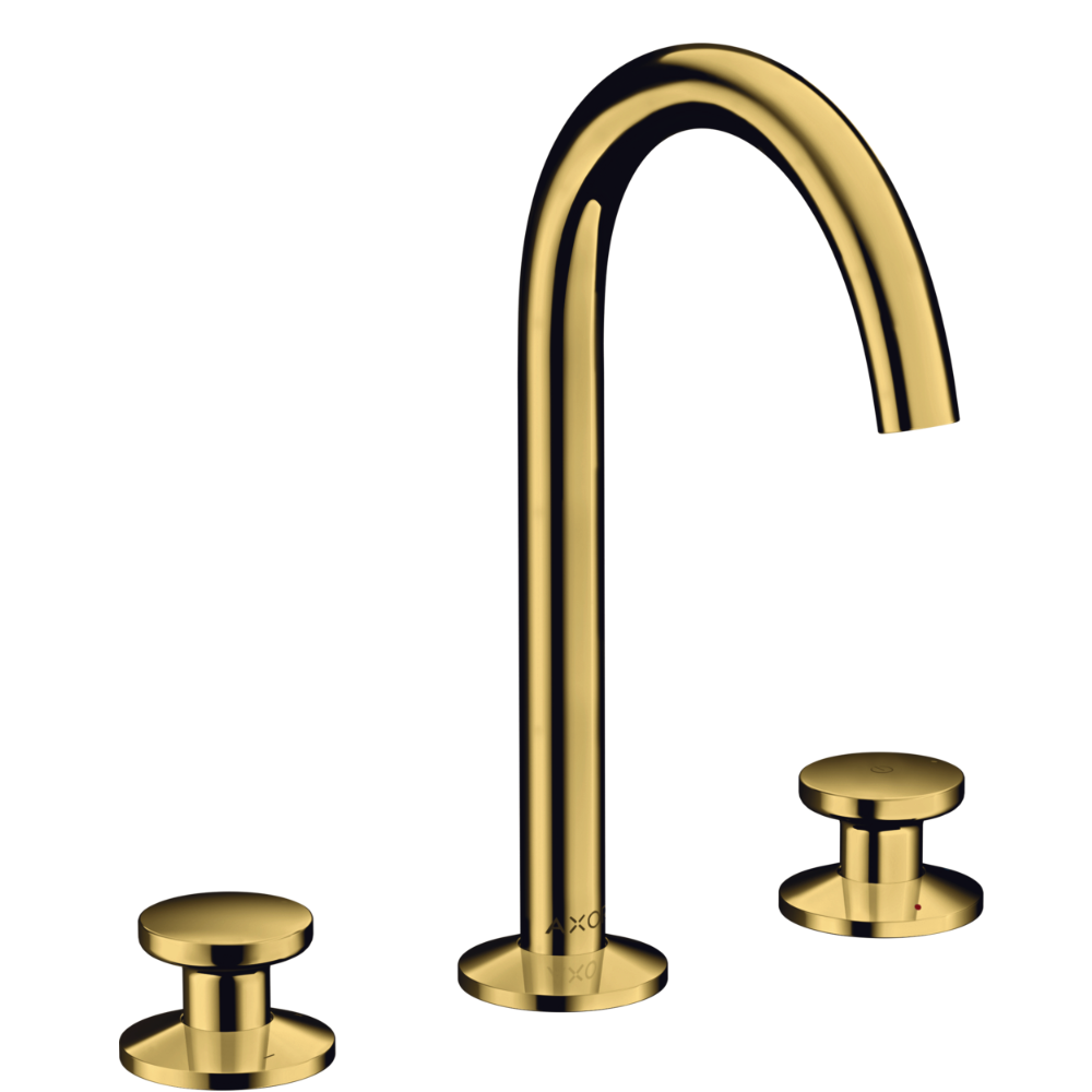 Gold faucet set on a white background