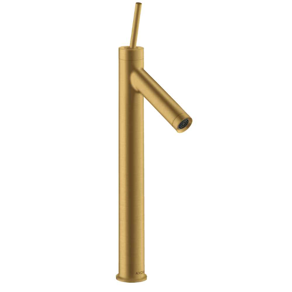 Gold faucet on a white background