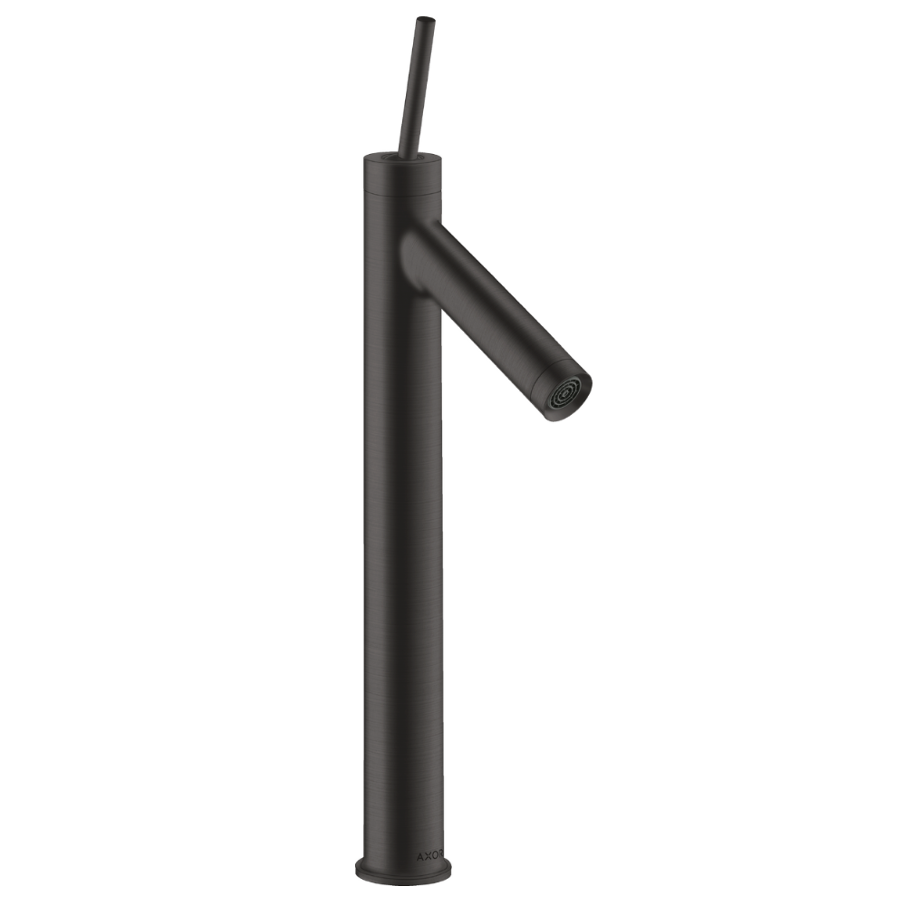 Black faucet on a white background