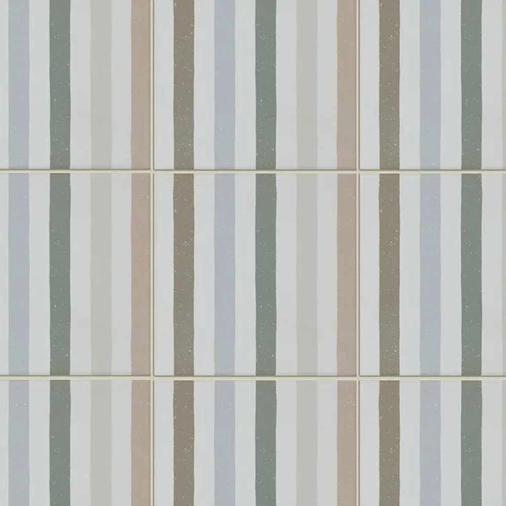 Pattern of vertical stripes in various shades of gray and beige on a white background