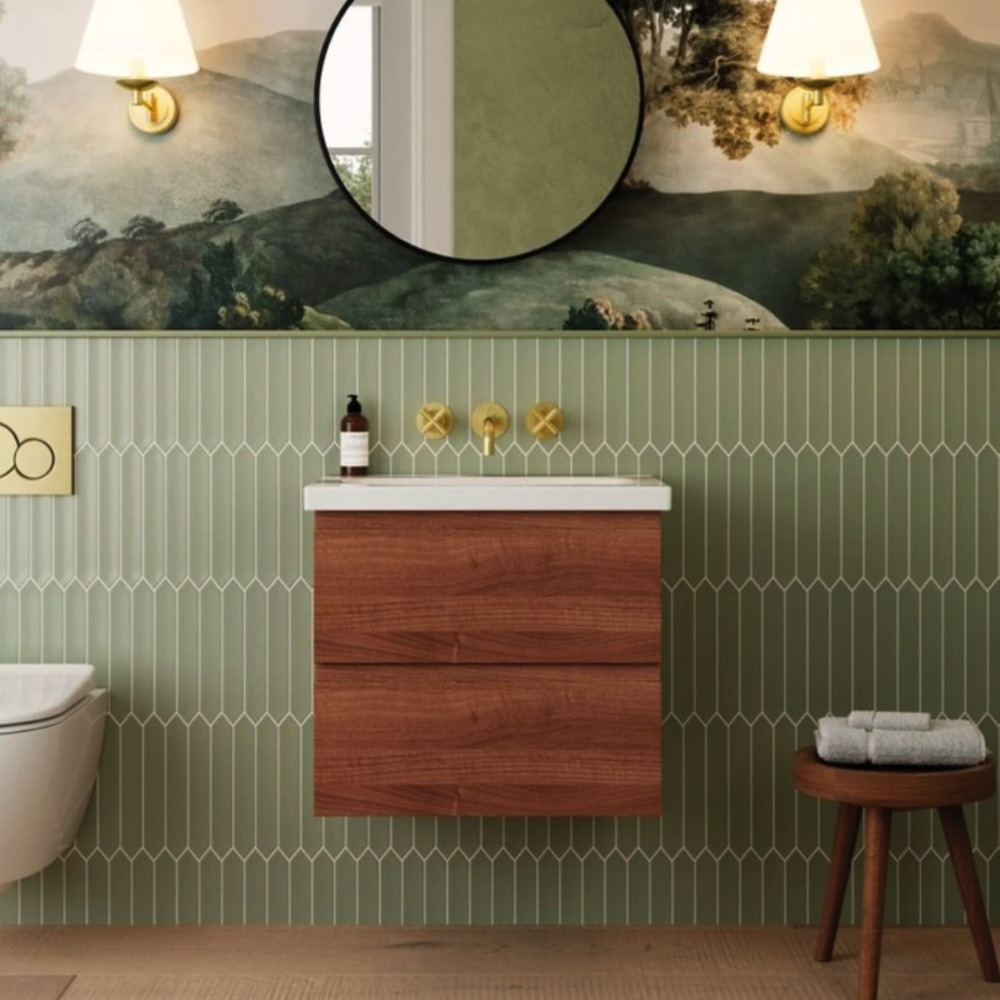 Catalano Alvea Wall-Hung Vanity Unit & Basin Walnut 600