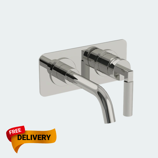 Coalbook Zurich 2TH Wall Mounted Basin Mixer with Plate ZU1009 chrome