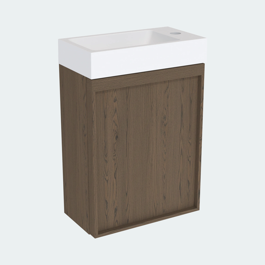 Coalbrook Farnolls 400mm Cloakroom Vanity Unit Right Hand Smoked Oak FV904RSO float