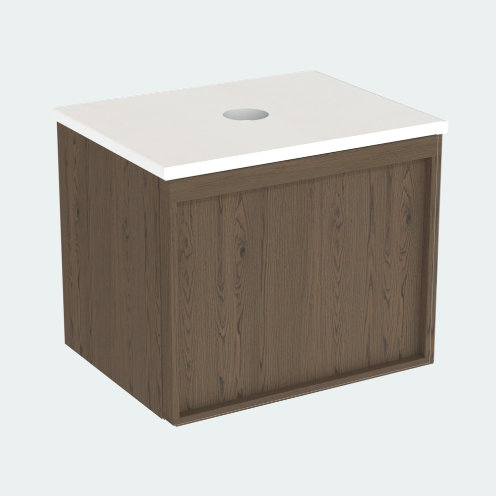 Coalbrook Farnolls 500mm Short Projection Vanity Unit Smoked Oak FV9050 whisper