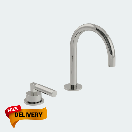 Coalbrook Zurich 2TH Deck Mounted Basin Mixer Round Spout ZU1003 chrome