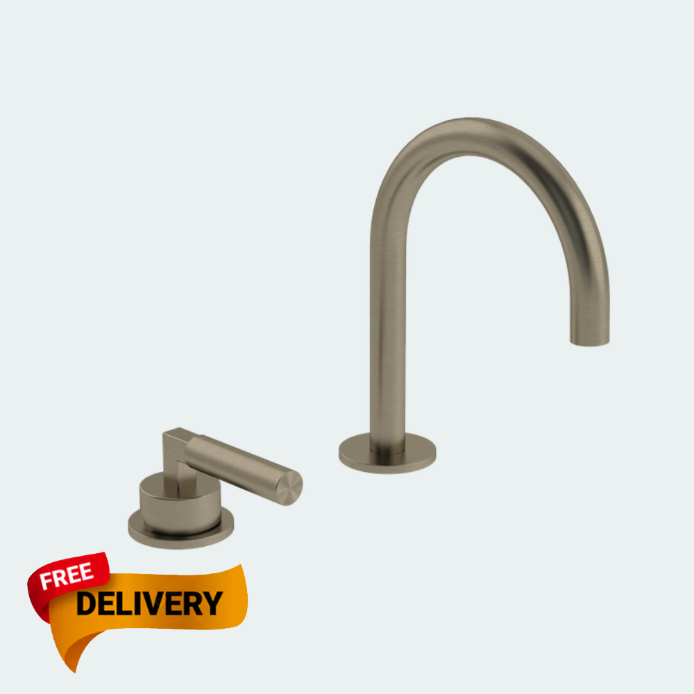 Coalbrook Zurich 2TH Deck Mounted Basin Mixer Round Spout ZU1003 nickel