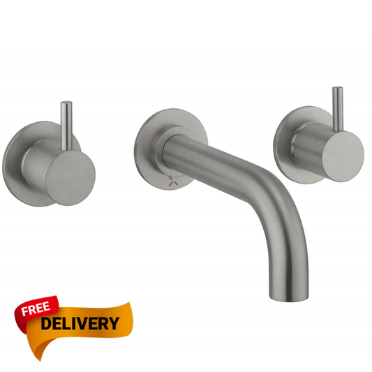 Crosswater MPRO 3 Hole Wall Mounted Bath Filler Tap steel