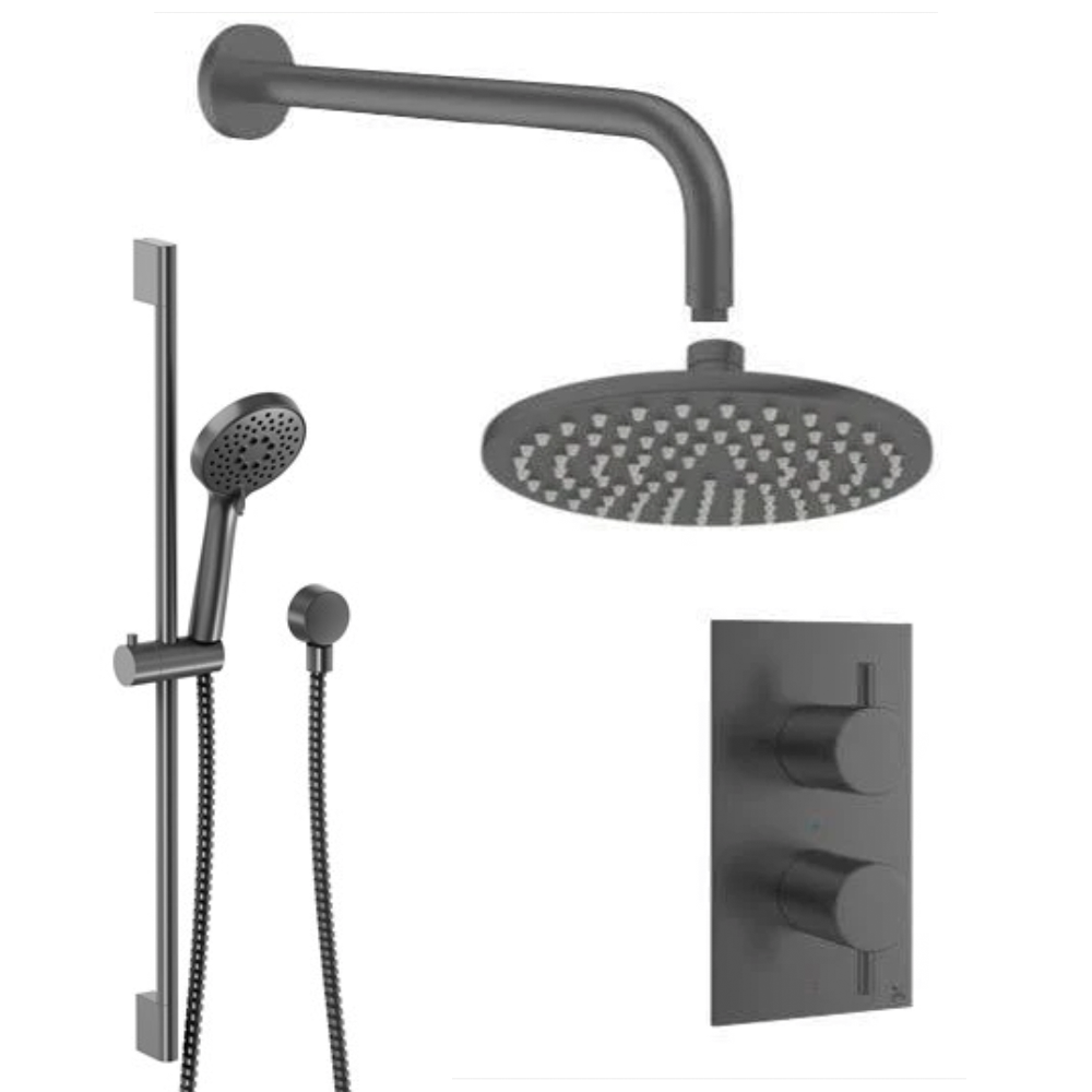 Crosswater MPRO Crossbox 2 Outlet Shower Bundle + Riser Rail + Multifunction Handset slate
