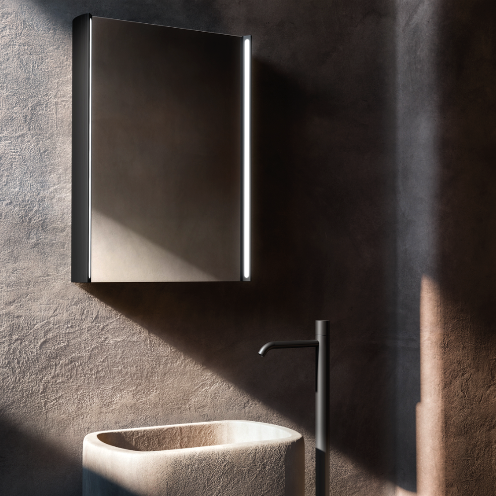Emporio Bagno Zenit Mirrored Cabinet in Aluminium