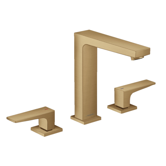Hansgrohe Metropol 3-hole basin mixer 160 with lever handles and push-open waste bronze