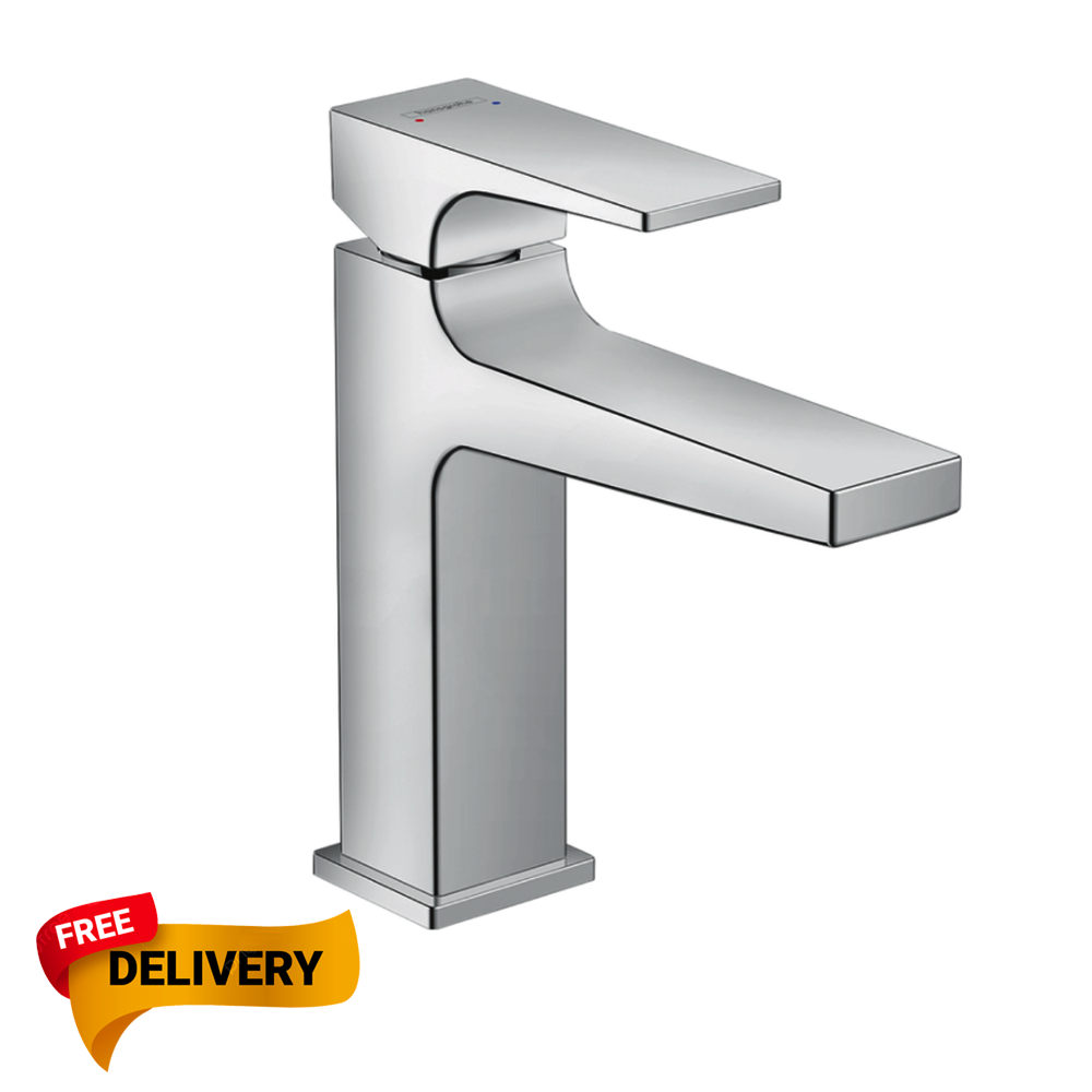 Hansgrohe Metropol Single lever basin mixer 110 with lever handle and push-open waste