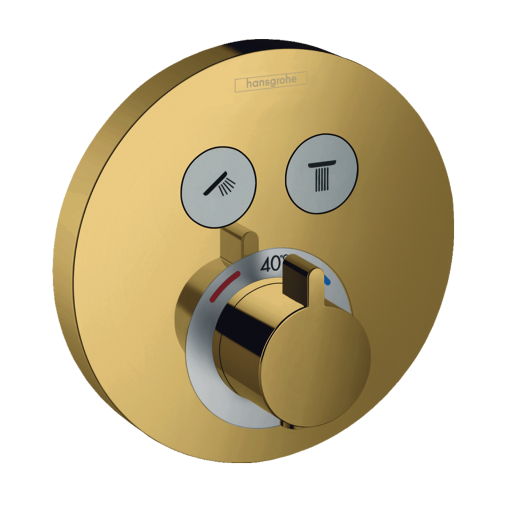 Hansgrohe ShowerSelect S Thermostatic mixer for concealed installation for 2 outlets gold