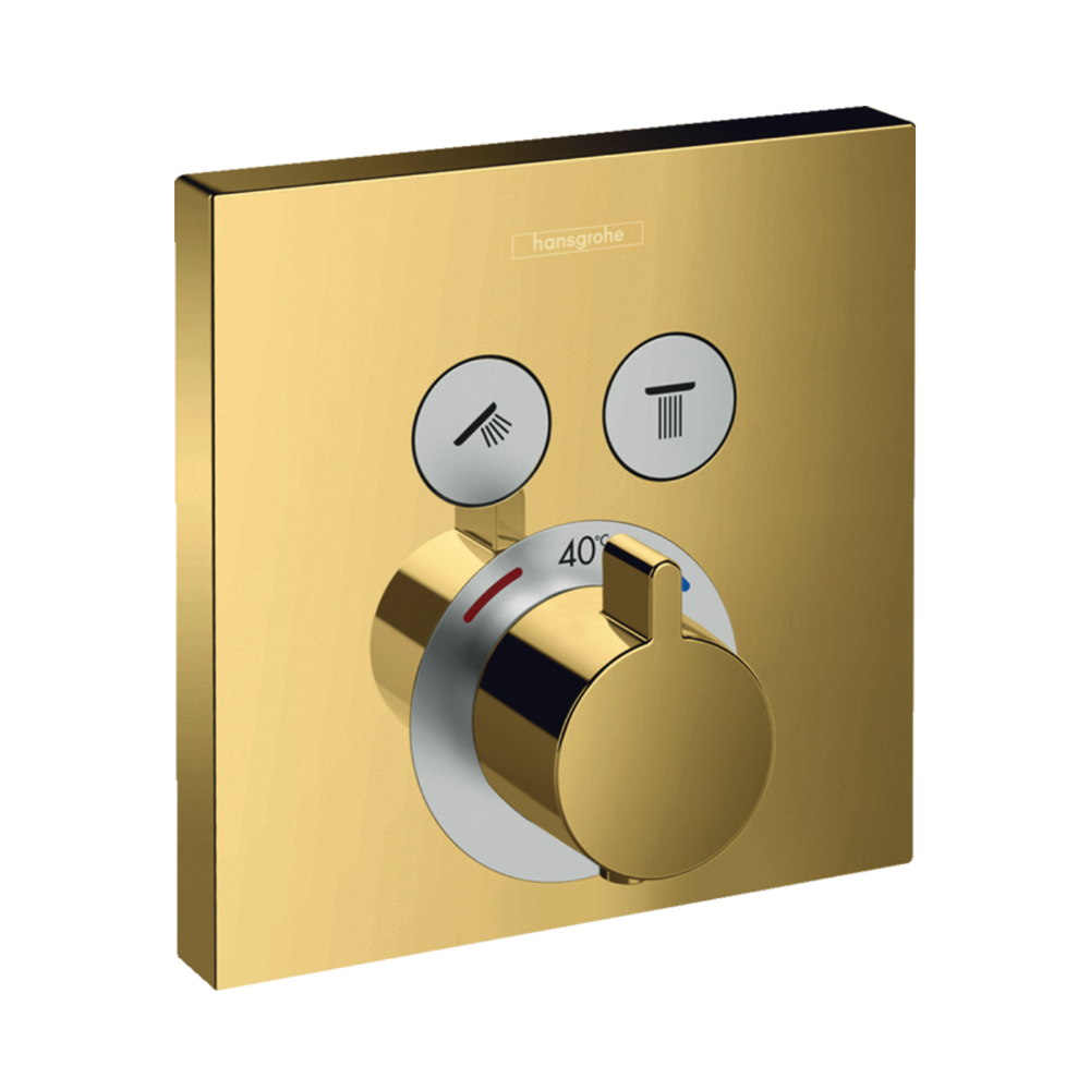 Hansgrohe ShowerSelect Thermostatic mixer for concealed installation for 2 outlets gold