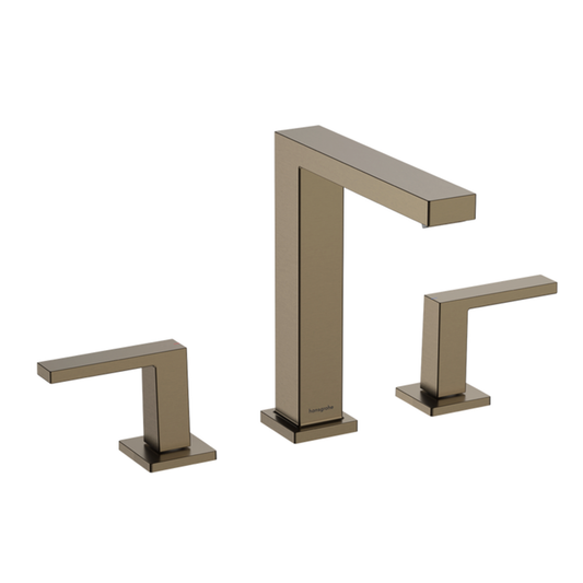 Hansgrohe Tecturis E 3-hole basin mixer 150 EcoSmart+ with push-open waste set bronze