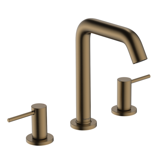 Hansgrohe Tecturis S 3-hole basin mixer 150 EcoSmart+ with push-open waste set bronze