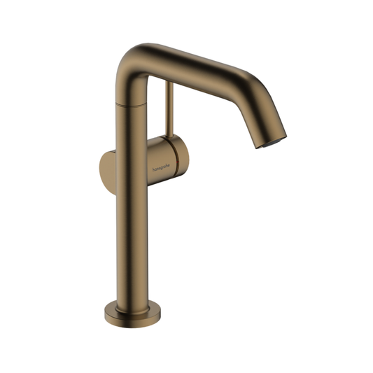 Hansgrohe Tecturis S Single lever basin mixer 210 Fine CoolStart with swivel spout and push-open waste set bronze