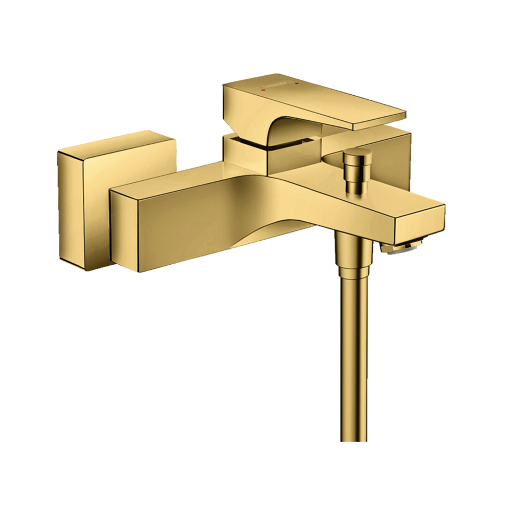 Metropol Single lever manual bath mixer for exposed installation with lever handle gold