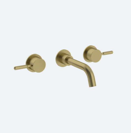 Coalbook Domo 3TH Wall Mounted Basin Mixer with Boss (165mm Spout) DO1018 brass