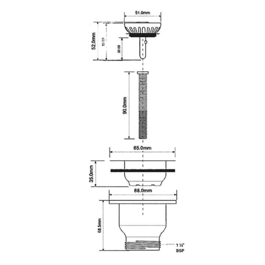 Whitebirk Sink Company 1.5″ Basket Strainer ( Chrome ) 2