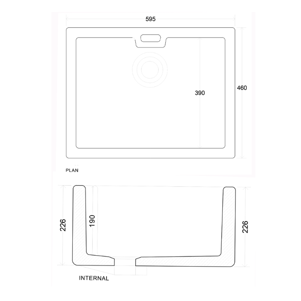 Whitebirk Sink Company Cleveleys Sink 595x460x225mm dim