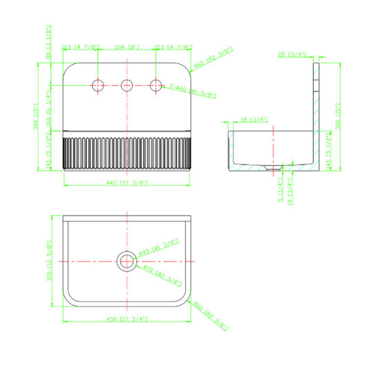 Whitebirk Sink Company Zaros 450 x 320 x 380mm dim
