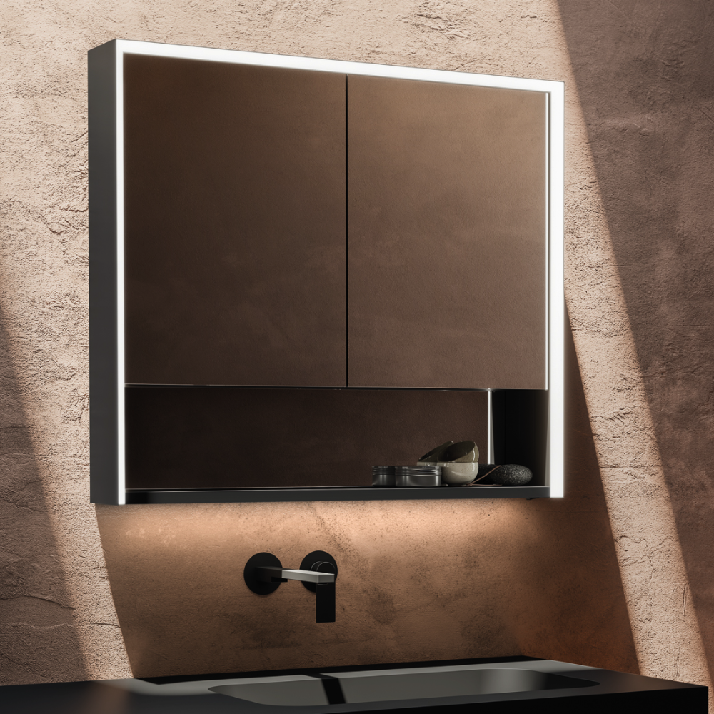 Emporio Bagno Moondust Mirrored Cabinet in Aluminium ( Various sizes available )
