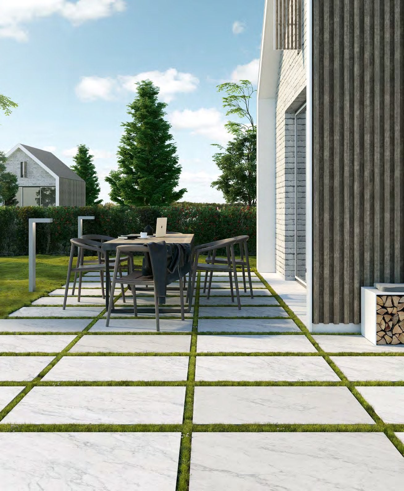 Coem Carrara Effect Carrara Effect gresX2 20mm outdoor porcelain paving, laid installation
