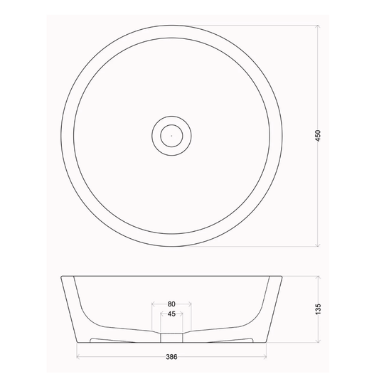 Whitebirk Sink Company Irwell Bathroom Basin 450 x 450 x 135mm