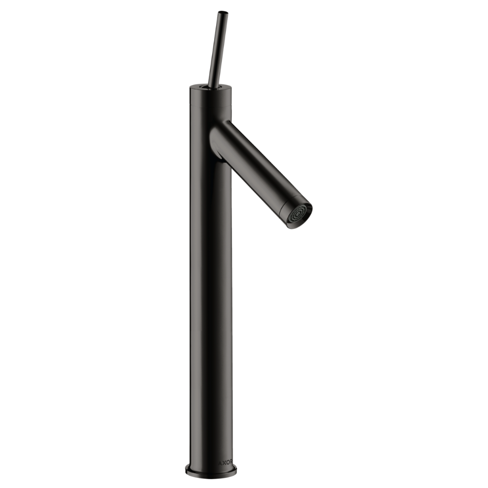 Black faucet on a white background