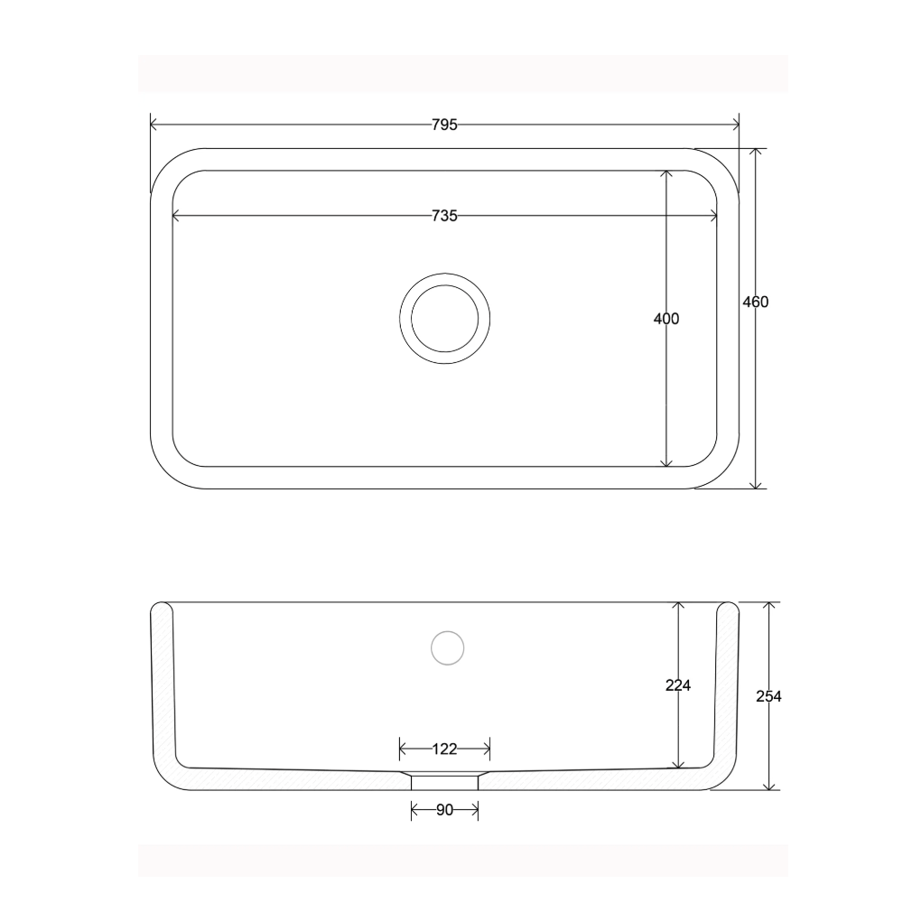 Whitebirk Sink Company Samlesbury Kitchen Sink 795 x 460 x 255mm
