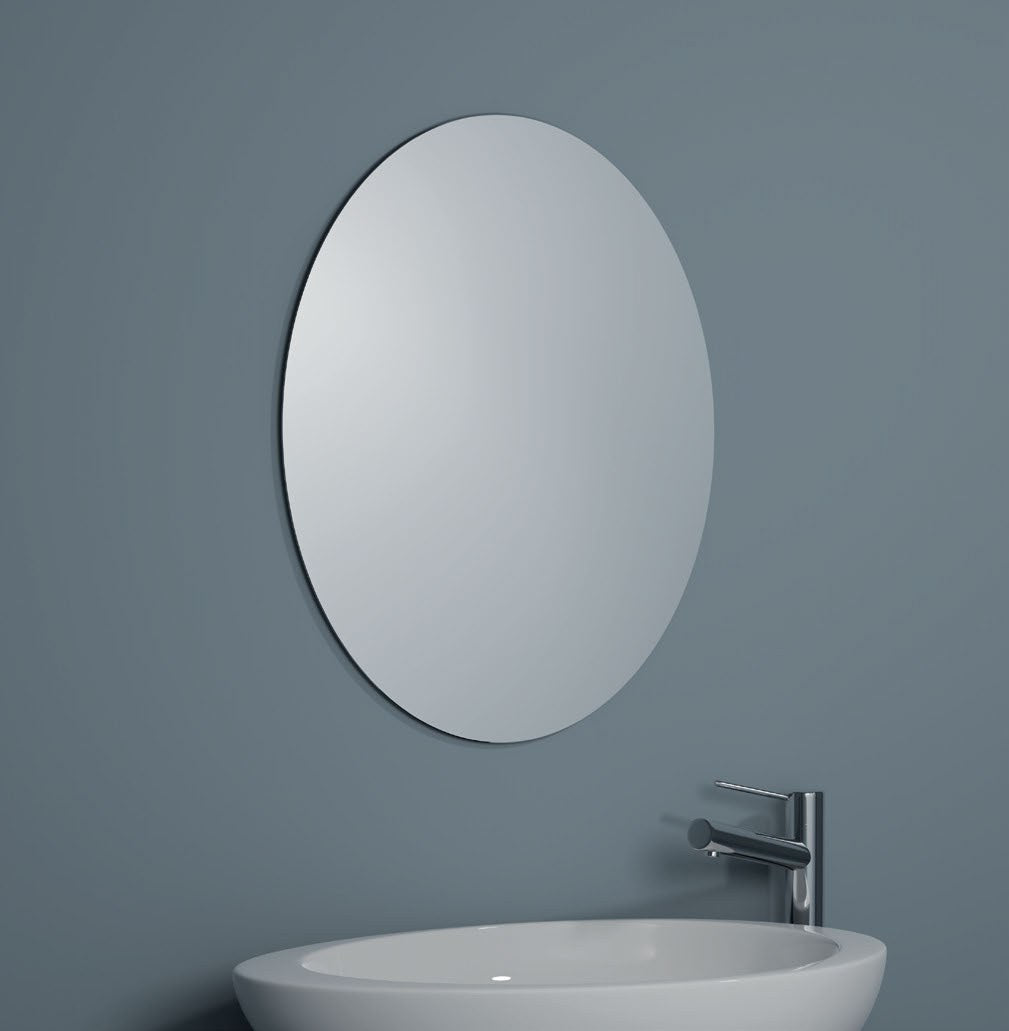 Origins Living Slim Oval Mirror in a bathroom setting