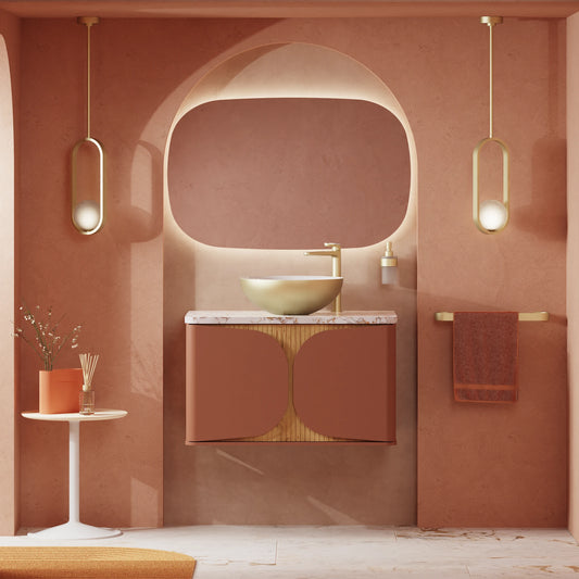 Crosswater Tambour 800 Wall hung Unit with Worktop in Soft Clay