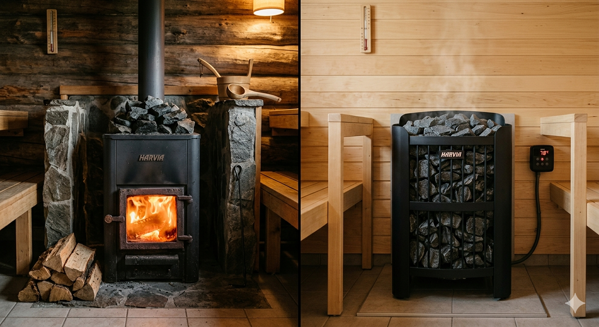 Wood Burning vs Electric Sauna Heaters | Harvia Guide | Home of Clay