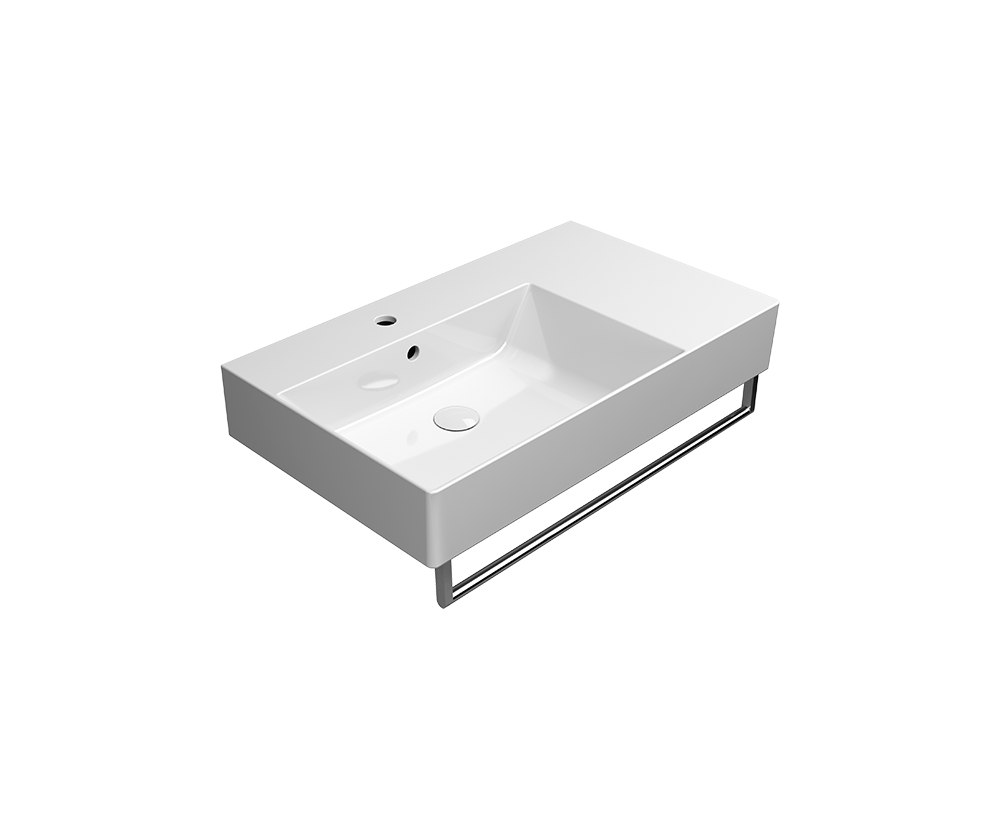 GSI Kube X 80 x 47 basin with right hand ledge in gloss white