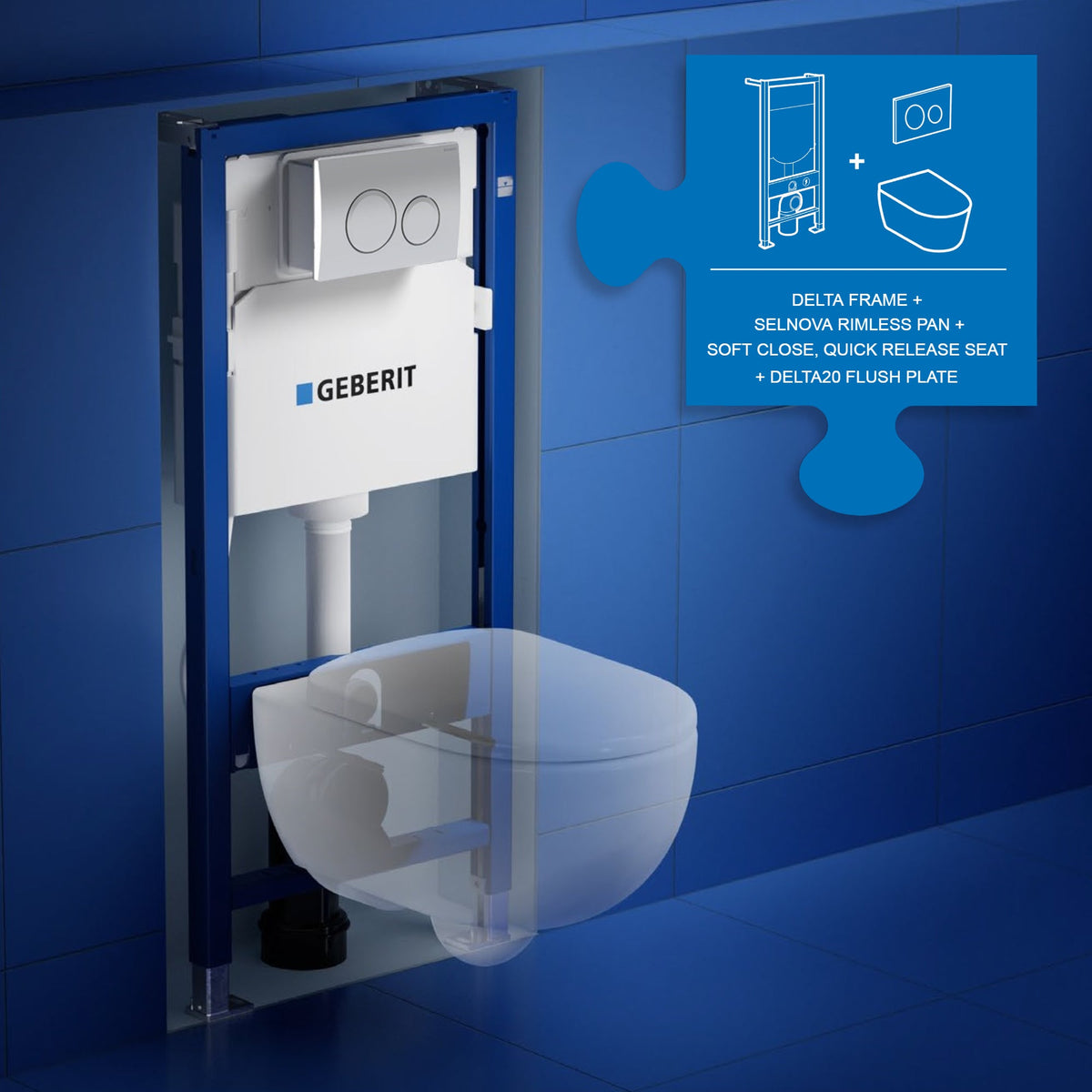 Geberit Wall-Hung 4-in-1 Pack with Selnova Rimless Pan