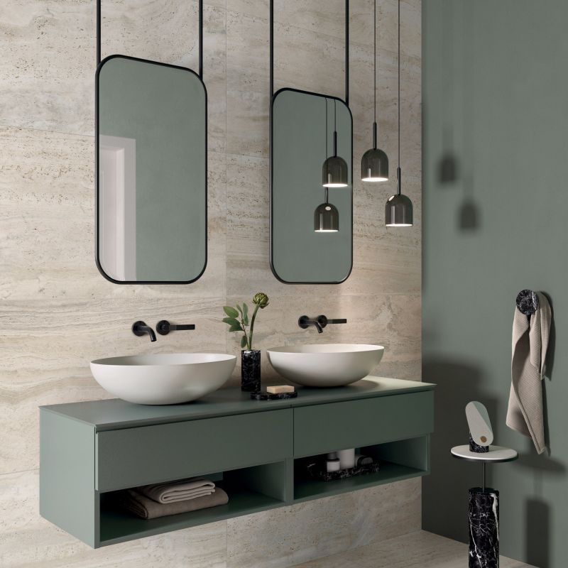 Flaviker Navona Bone Vein 60x120 and 60x60 detail installation