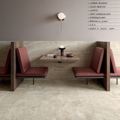 Flaviker Navona Honey Cross 80x80 with Honey Vein 120x280 and Rebel Bronze installation